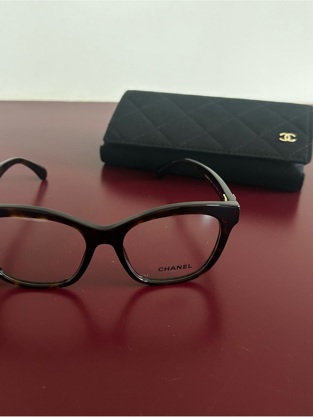CHANEL Tortoiseshell Cat-Eye Optical Glasses - Dark Brown